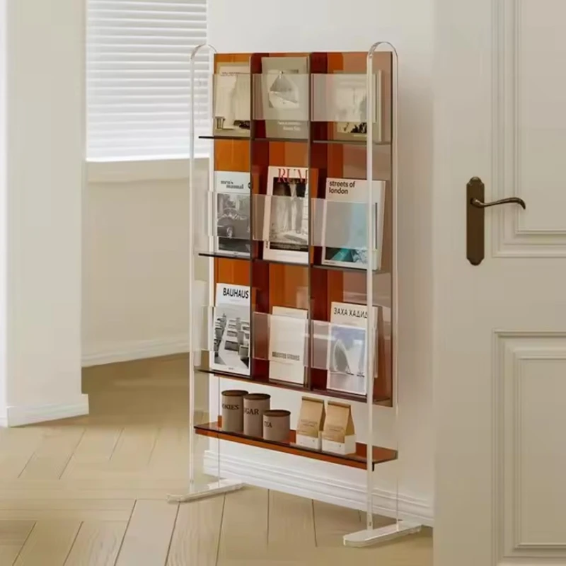 

Floor-to-ceiling reading bookshelf, living room storage, newspaper storage, light luxury magazine rack