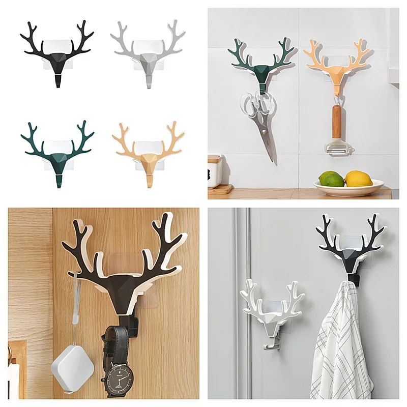 Deer Horns Hanger Rack Creative Hooks Home Door Keys Cloth Coat Wall Hanging Hooks Decoration For Home Towel Hanger Storage Hook