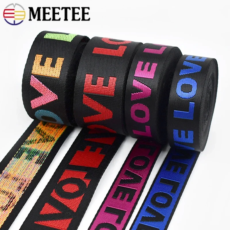 4Yards Meetee 25/38mm Lanyard Nylon Webbing Strap Sewing Bag Straps Jacquard Decorative Braid Ribbon Backpack Tape Accessories