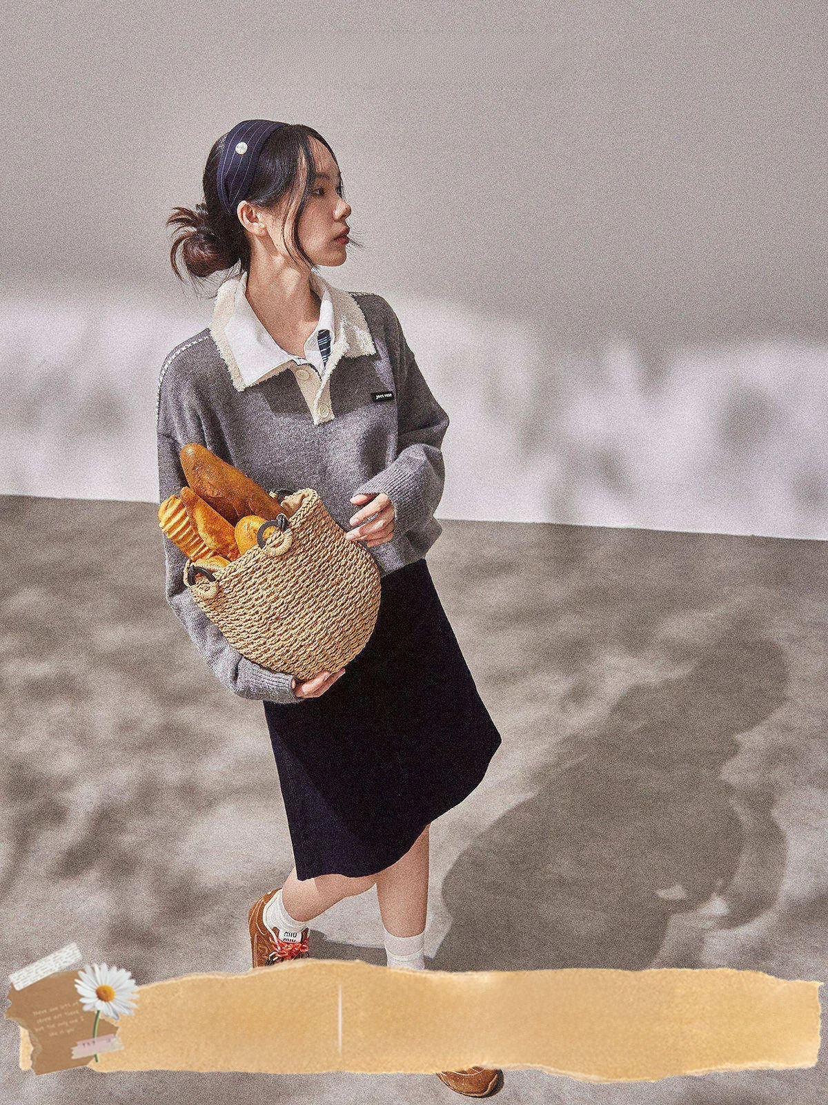 

ay Thiened Autumn Winter Women's Sweater with Flower Vase Foggy Design Commute Sle Straight Tube Long Sve Top