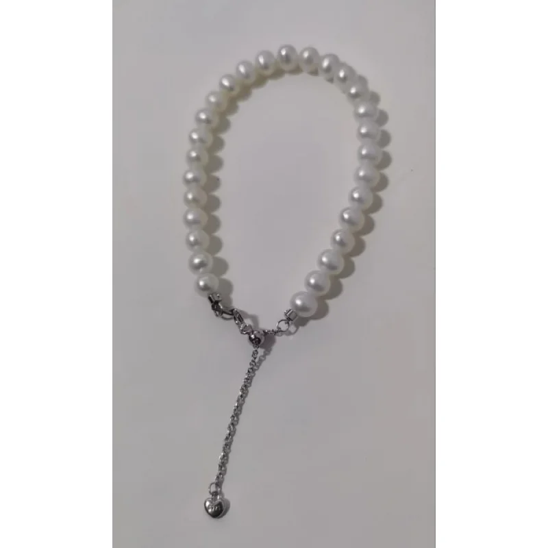 French Retro Freshwater Pearl S925 Silver Adjustable Bracelet High-End Holiday