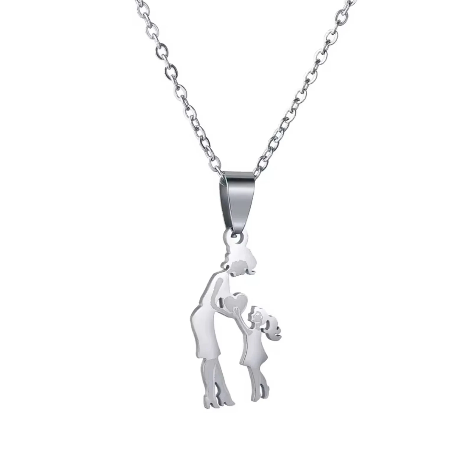 Mutter-Tochter-Familien-Anhänger Halskette aus Edelstahl für Frauen und Mädchen, Modeschmuck, Geschenke zum Muttertag – Detail 3