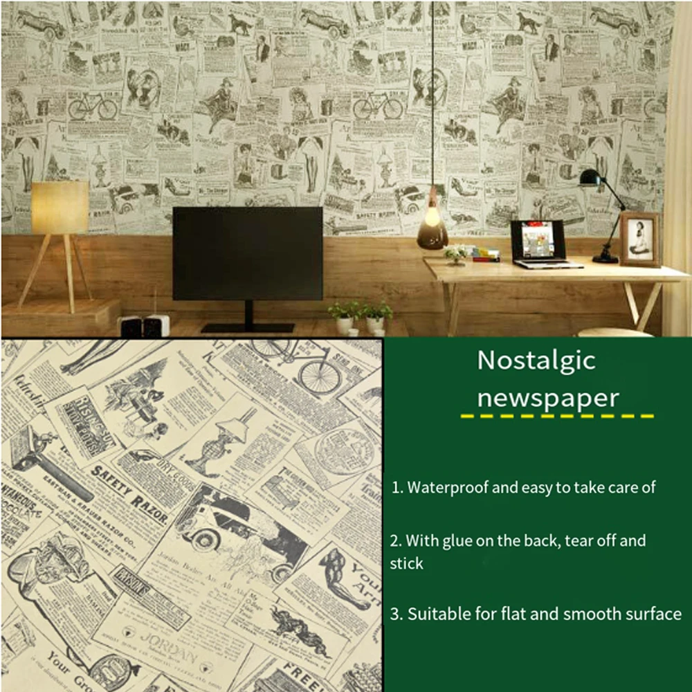 45 سنتيمتر خمر ورق حائط ذاتي اللصق قشر عصا للإزالة الرجعية جدار ديكور لغرفة النوم HomeDIY الحنين الديكور الجدار ملصق