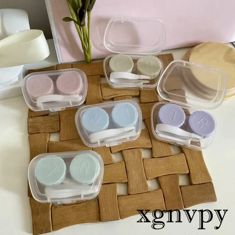 Xgnvpy-Lentes de contato transparentes para mulheres, pinças, lentes portáteis, rosa, suporte elegante, óculos Acessórios Kit