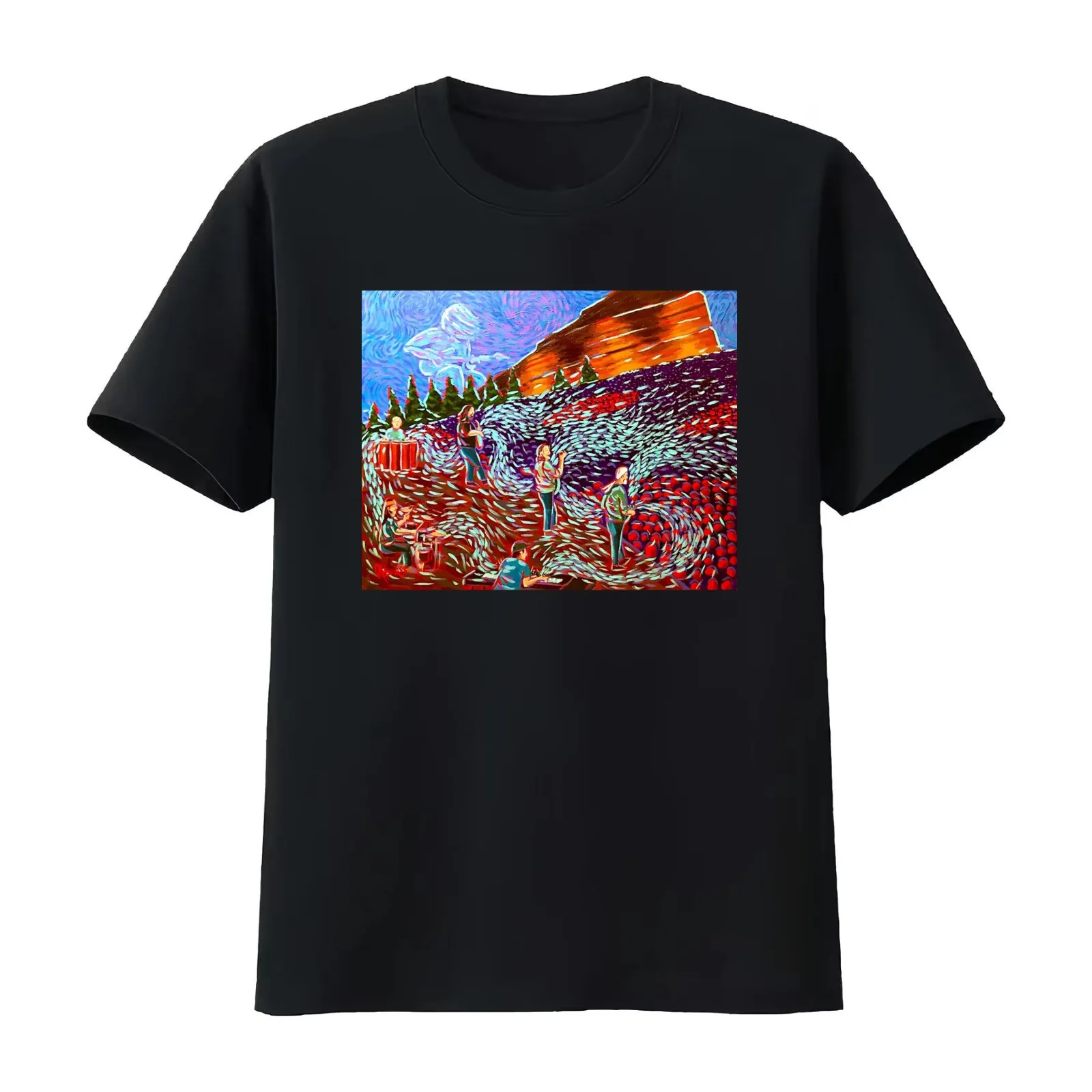 Widespread Panic at Red Rocks T-Shirt Summer Casual Cotton Tee Oversized Streetwear Tops Vintage Graphic Print 100% Cotton