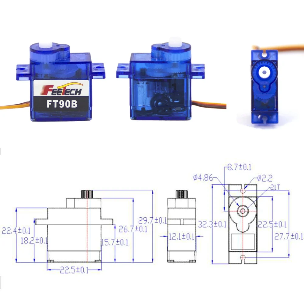 Feetech FT90B-Micro Servo Numérique, 2/10 kg 9g, Mini Servomoteur 1.5 Résistant POM, Engrenage en Plastique + Roue pour Voiture Télécommandée RC, 1/180 X