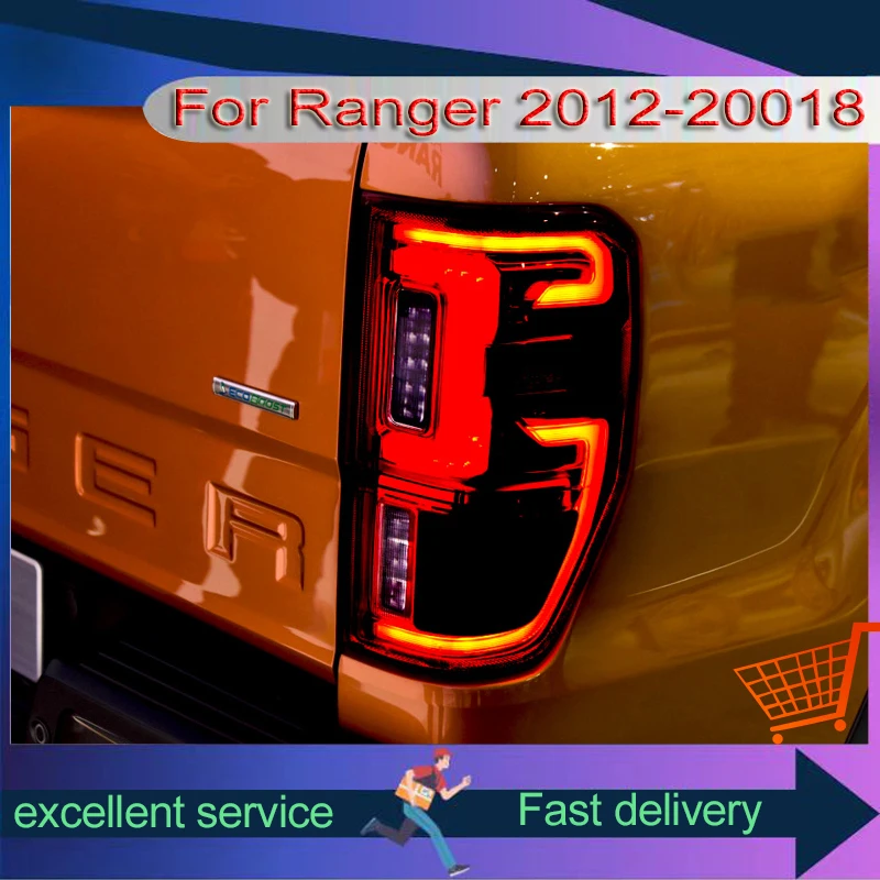 New Style Taillights For Ford Ranger 2012-2018 Rear Lamps Assembly Refit LED Driving Reverse Turn Signal Lights Auto Accessories