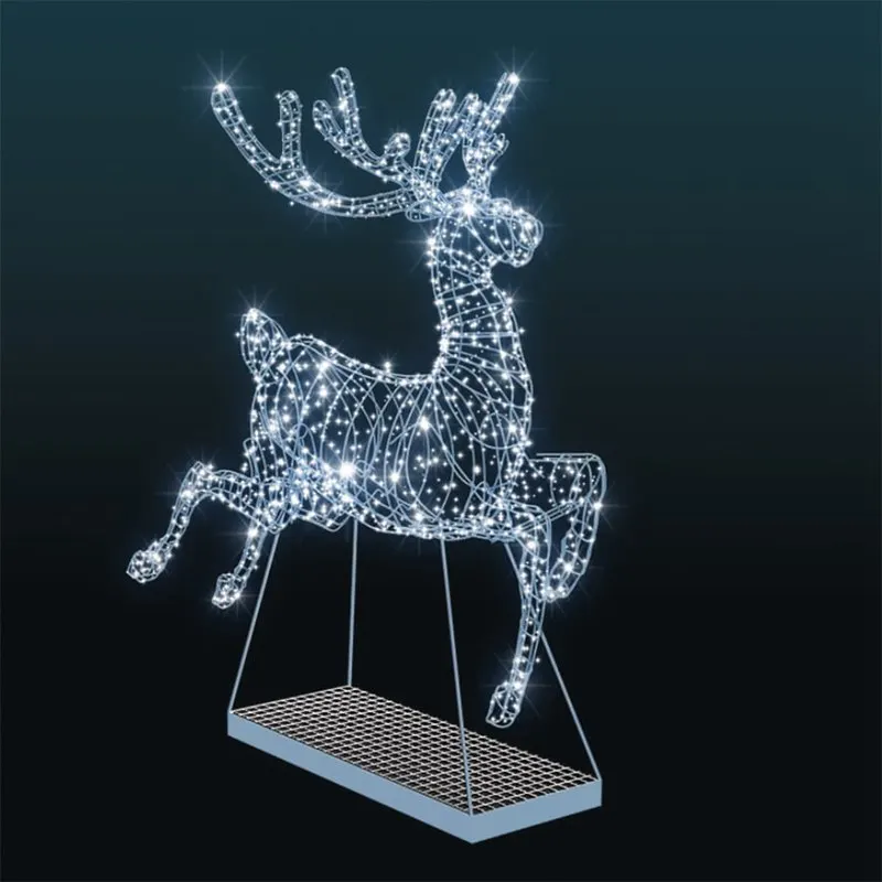 

Custom.2024 Hot Sales Outdoor Large Reindeer 3D LED Elk Motif Lights Sculpture Deer Outdoor Decoration