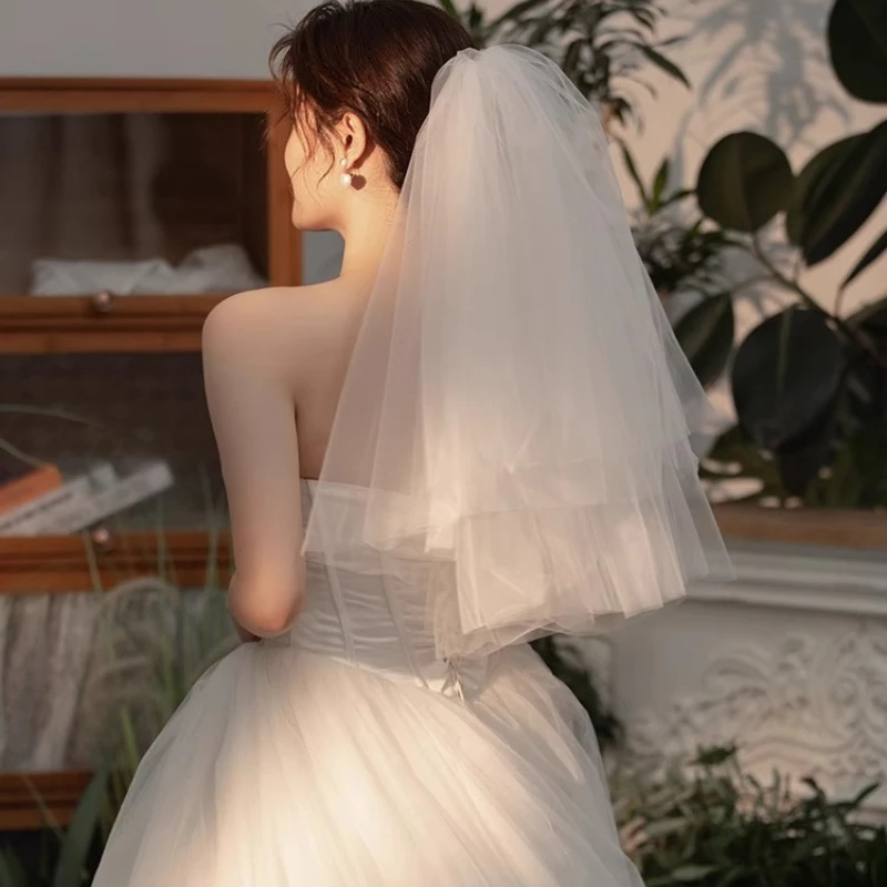Bride registration certificate short simple veil headgear