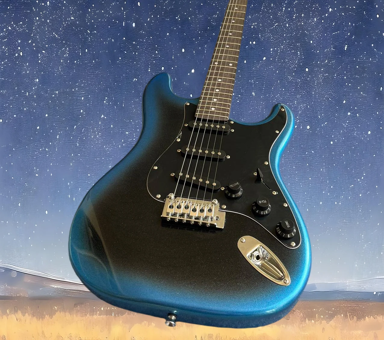 2026 new sale gradient blue black  guitar, maple fingerboard SSS picku guitar