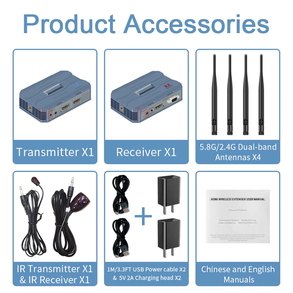4K/1080P melalui TCP/IP 250M HDMI Wireless Extender, Peningkatan mulus dari 1080P ke 4K, mode kabel CAT6 hingga 150 meter (492 kaki)