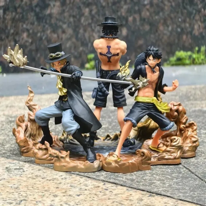 

3CPS Anime Figure One Piece Luffy Ace Sabo 3 Brothers Action Figure Cartoon PVC Statue Desktop Decor Collectible Model Toy Gift