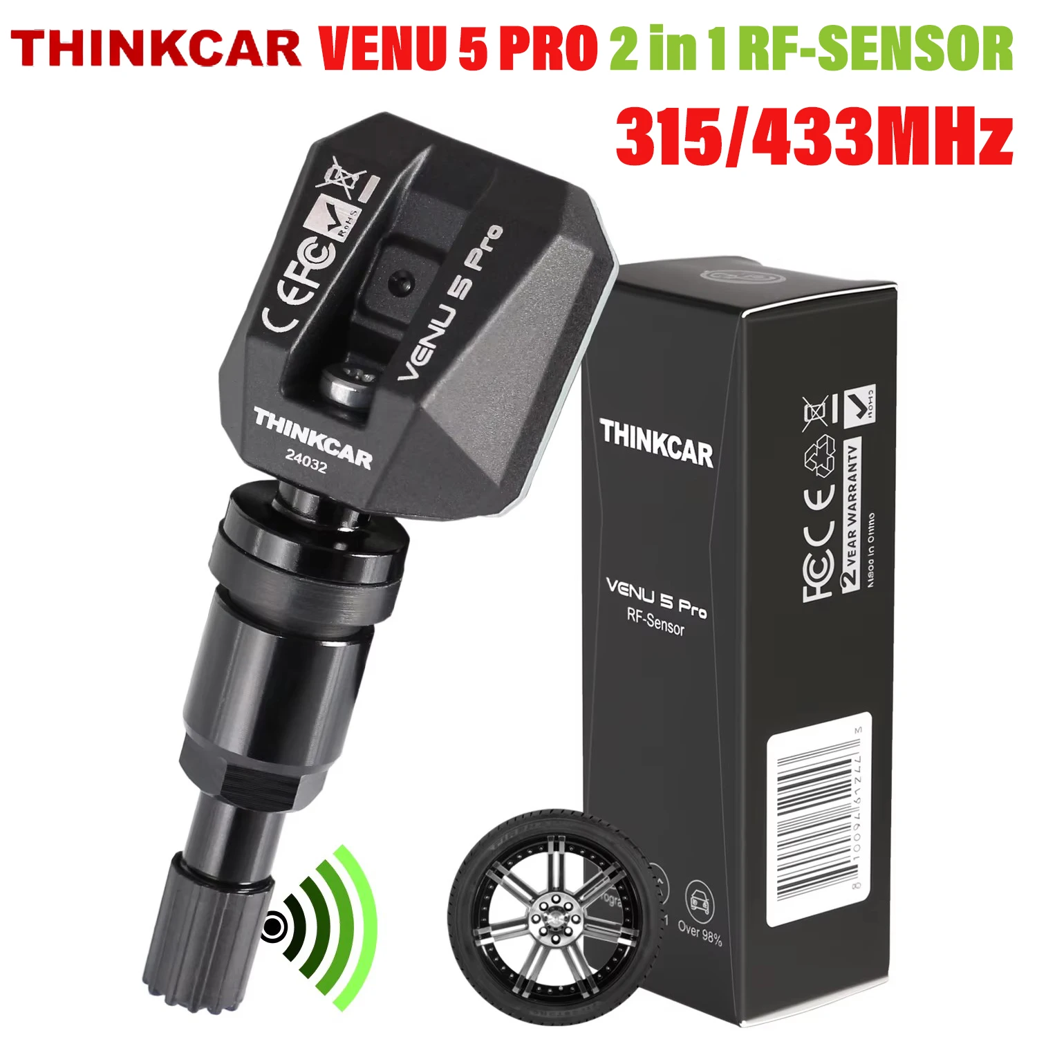 

THINKCAR VEN5PRO 2 в 1 RF-SENSOR 315 МГц и 433 МГц датчик TPMS инструменты для ремонта шин сканер датчики давления в шинах тестер программирование