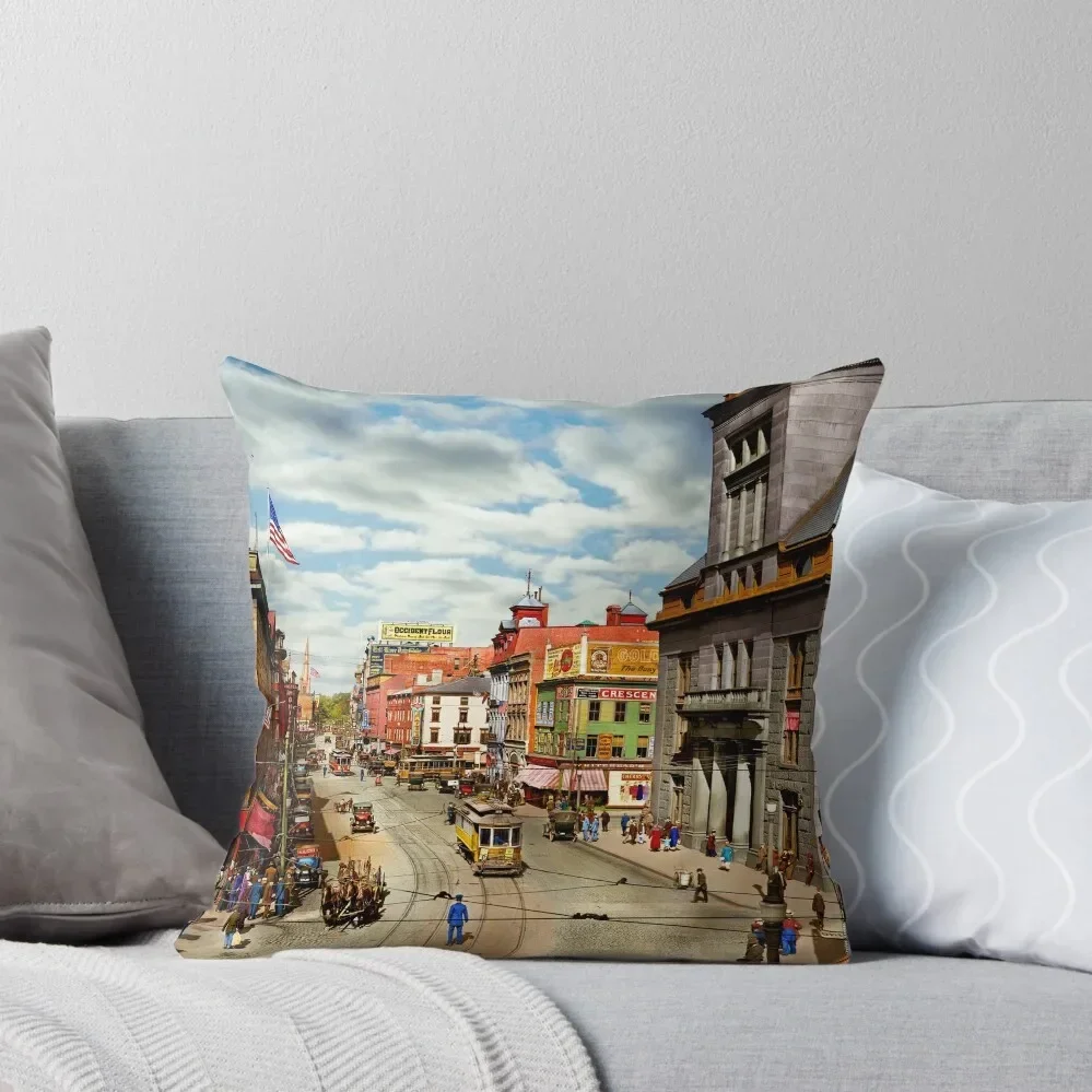 City - Fall River, MA - The City Hall on Main Street 1913 Throw Pillow Sofa Covers For Living Room Plaid Sofa pillow