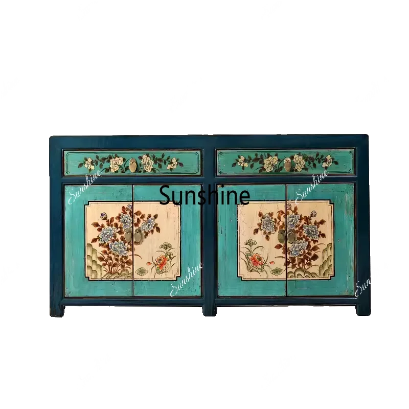 

New Chinese solid wood porch cabinet painted foyer cabinet