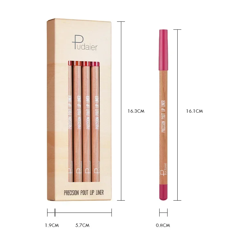 Pudaier Sexy Matte Lippenstift Potlood Waterdicht Blijvende Lip Liner Pen non-stick Cup Lipliner Contour Potlood Schoonheid Make-Up 12 st set