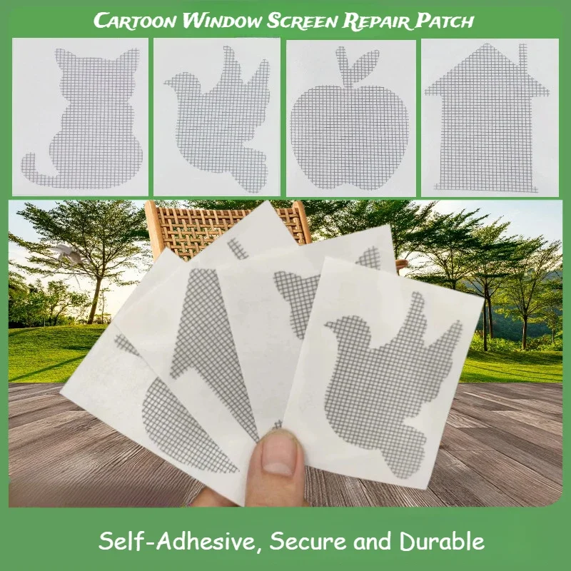 10pcs Window Screen Repair Patch, Self-Adhesive Mesh for Insect Mosquito Fix, Durable Home Curtain Net Sticker for Easy Repair