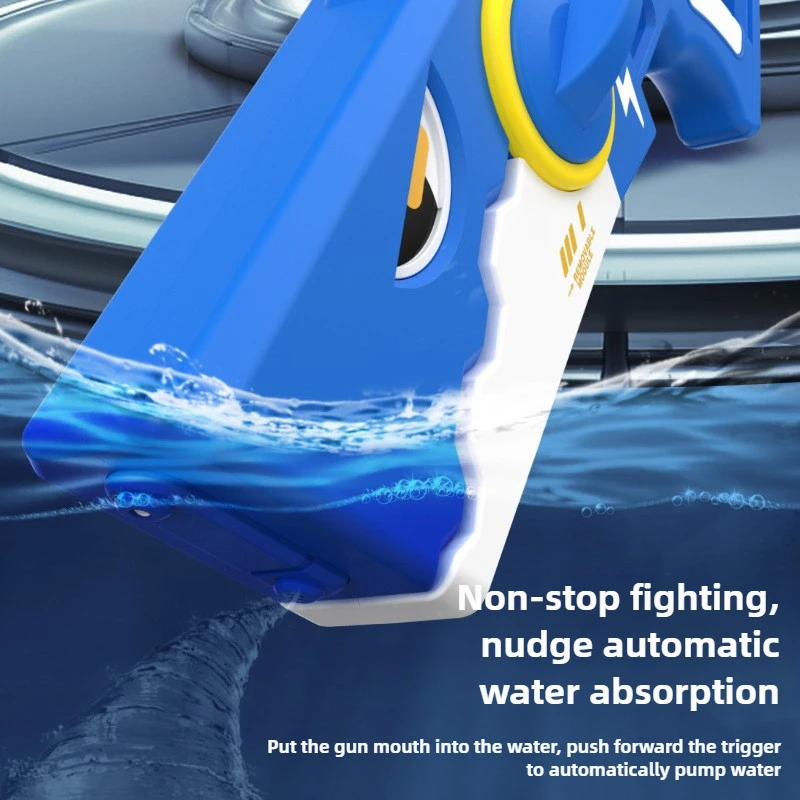 상어 물 블래스터 자동 채우기 전기 물총 450ml 탱크 12m 범위 풀 해변 전투 장난감 성인 어린이 여름 재미