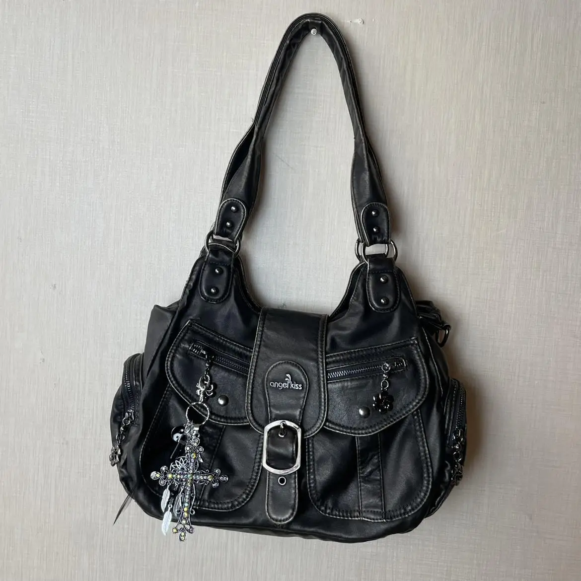 

Vintage Y2K Crossbody Bags for Women Large Capacity Multi Pocket Soft Leather Shoulder Purses and Handbags Повседневная Сумка