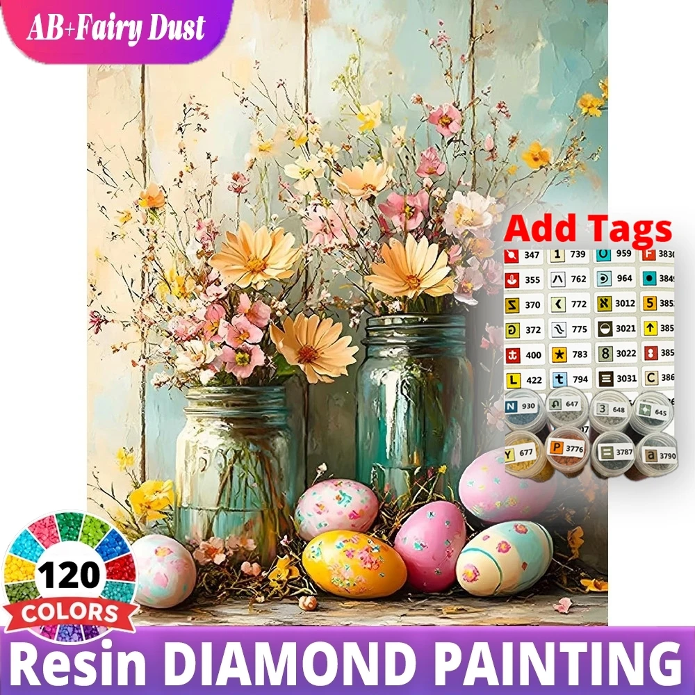120 Color Resin AB Fairy Dust Full Square Round Diamond Painting StillLife Vintage mason jars eggs windowsill Mosaic Embroidery