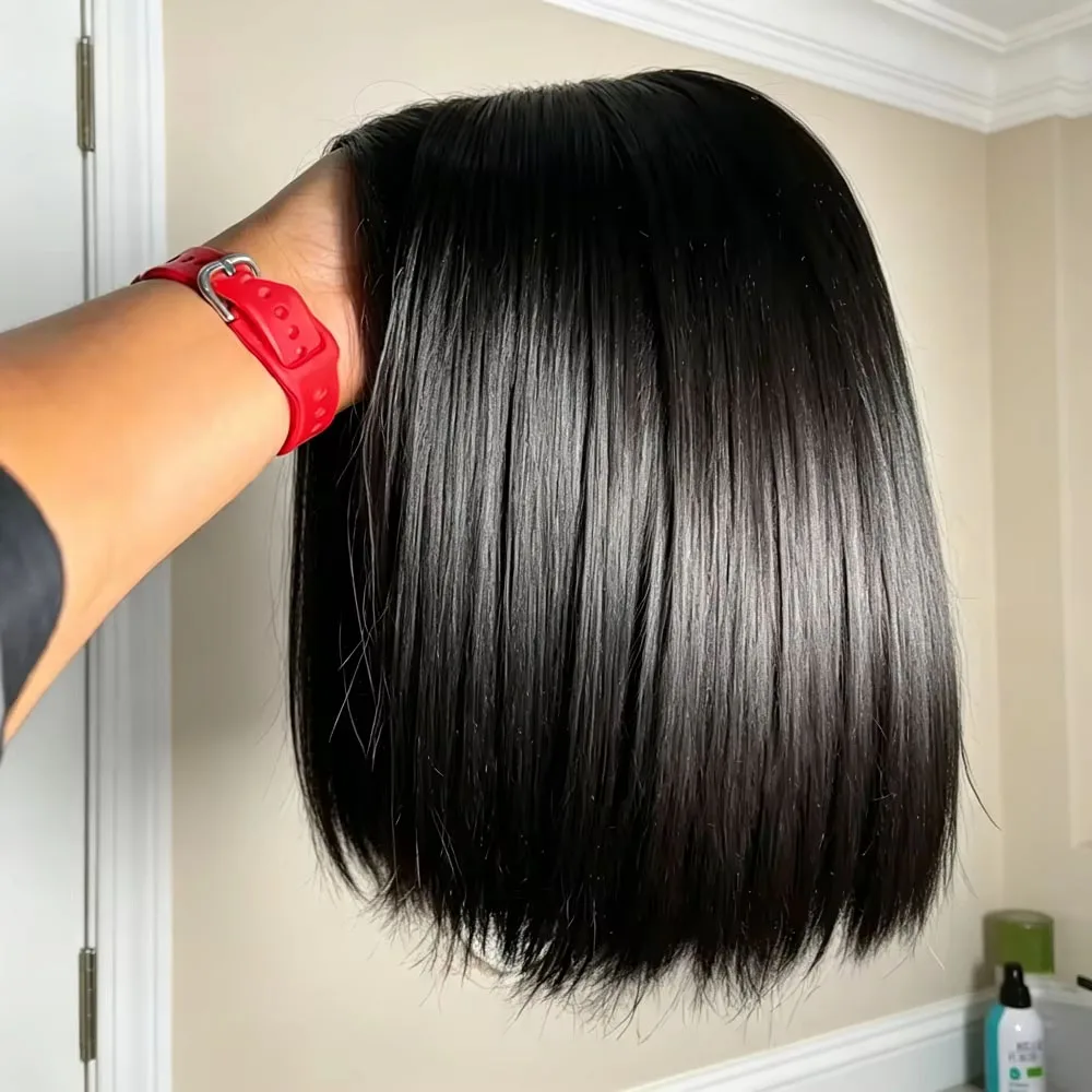 Brazilian Straight Short Bob Wig Human Hair 13x4 13x6 Hd Lace Front Human Hair Wigs 16 Inch Transparent Wear and Go Glueless 5x5 Wig Human Hair Pre Plucked 250 Density For Women