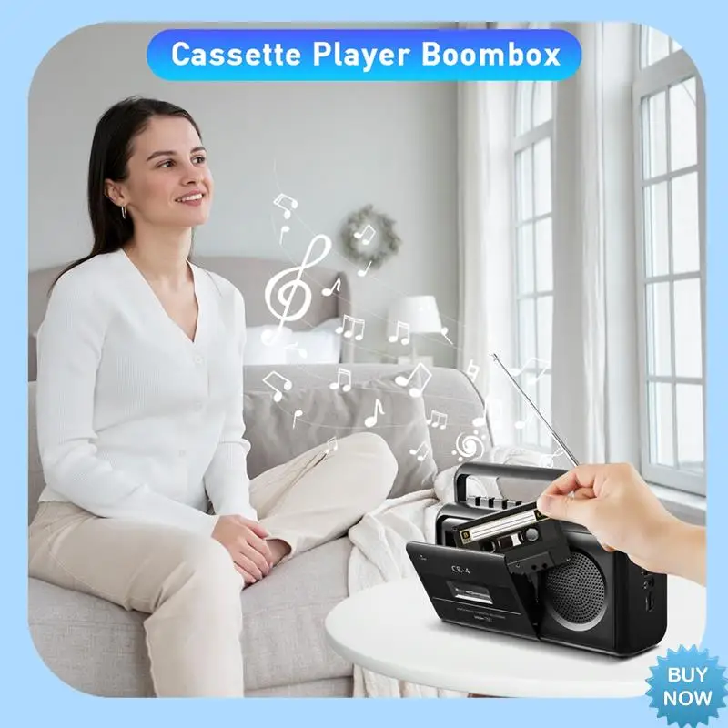 

A47Z Portable Cassette Tape Player Recorder,Boombox AM/FM Radio Stereo And MP3 Player Recorder For Voice Recording US Plug