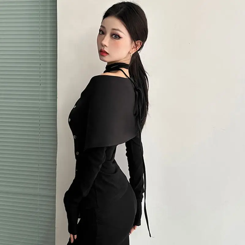 Off Shoulder T-shirts Women High Street Fashion Lace-up Sexy Black Solid Single Breasted Slim Autumn Ladies Clothing Casual New