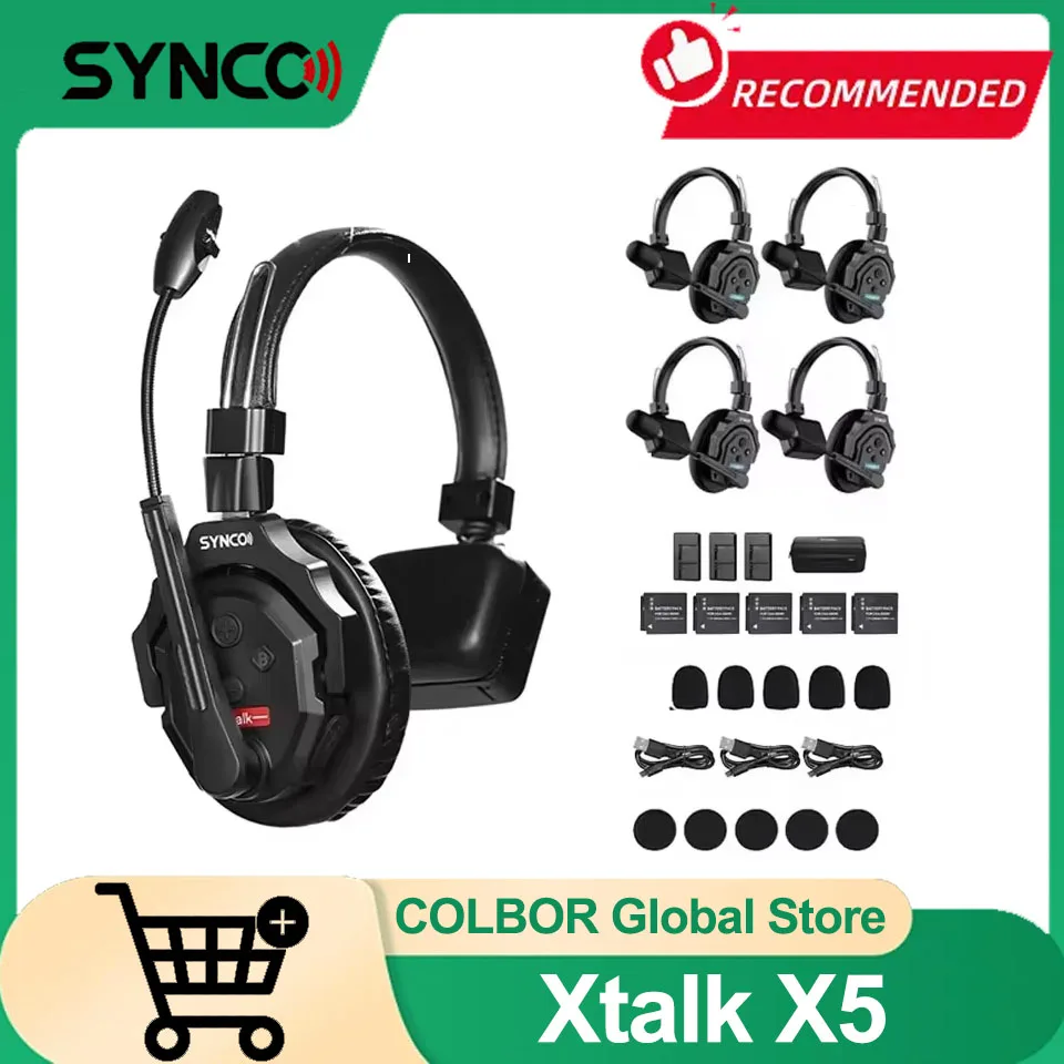 

SYNCO Xtalk X5 2.4G Wireless Intercom System Full-Duplex Single-Ear Noise Remote Headset for Filmmaking Live Broadcast Televisio