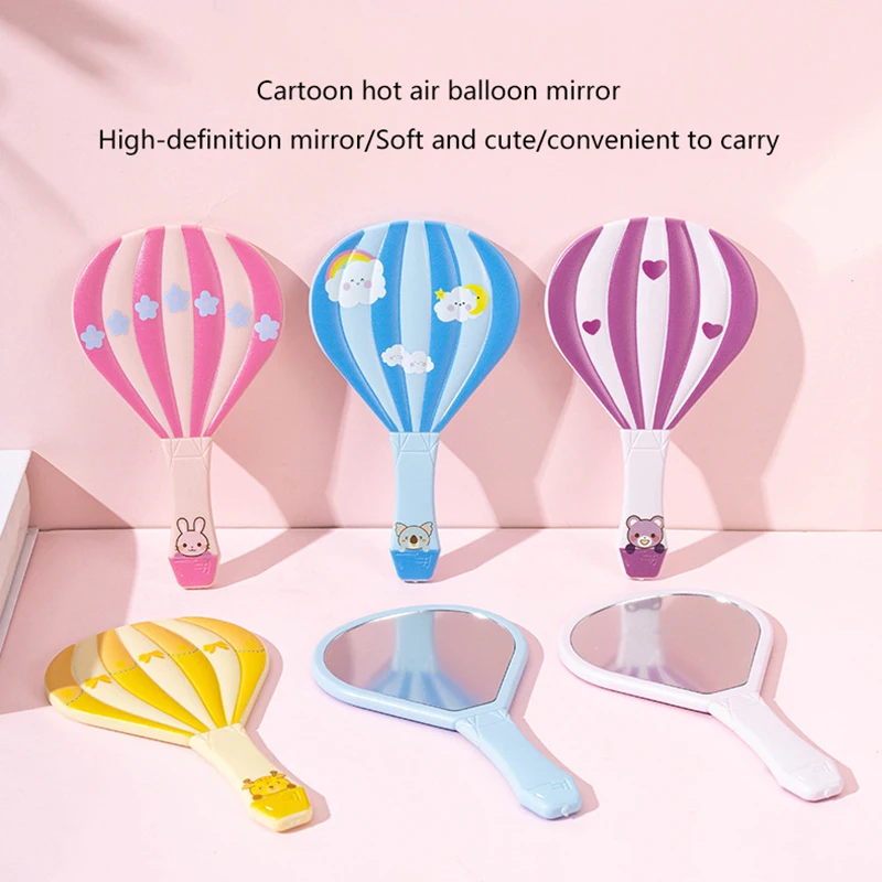 พลาสติก Hot Air บอลลูนรูปร่างกระจกความละเอียดสูง Mini Handheld Sector กระจกน้ําหนักเบาแบบพกพาแต่งหน้ากระจกกระจกของขวัญ
