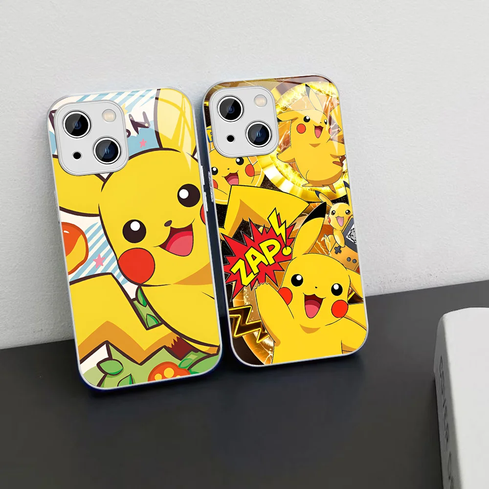 

Pokemon Anime Phone Case Tempered Glass For iphone 14 13 12 11 Pro Mini XS MAX 14Plus X XS XR Fundas