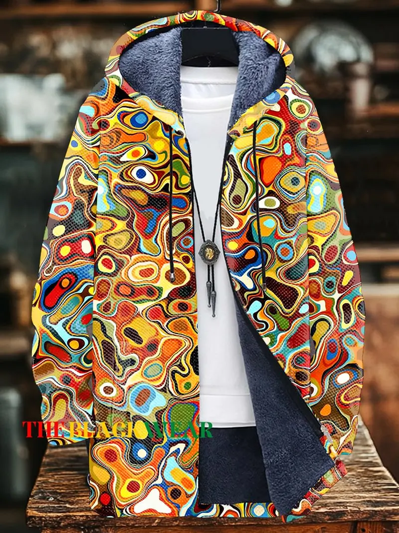 

Abstract Art Geometric Color Block Art Print Unisex Plush Thick Long-Sleeved Cardigan Coat Hoodies Fleece Lined Zipper Coats