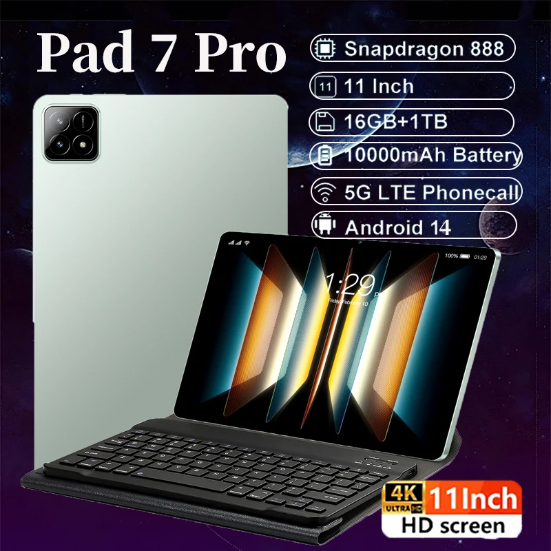 Global Version Pad 7 Pro Tablet Android 14 11inch Snapdragon 8 gen2 16GB/22GB 1TB/2TB 5G Dual wifi HD 20000mAh Tablet Computer