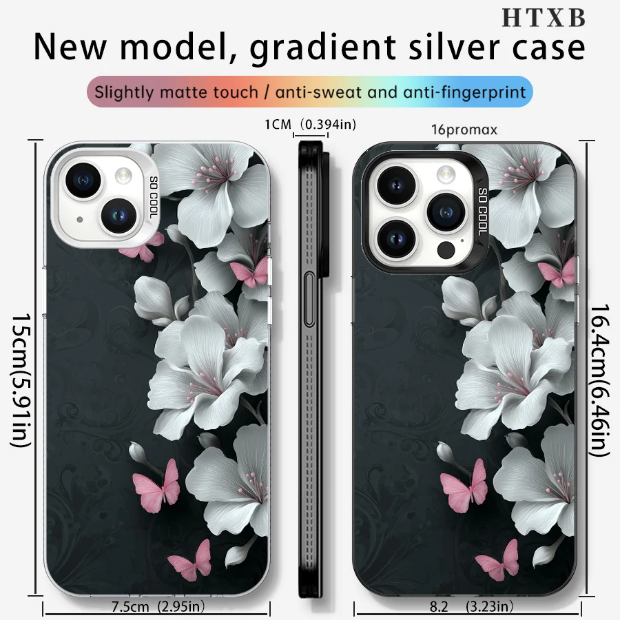 暗い背景の花と蝶のダンス iPhone 17～11 Pro Max Plus用電話