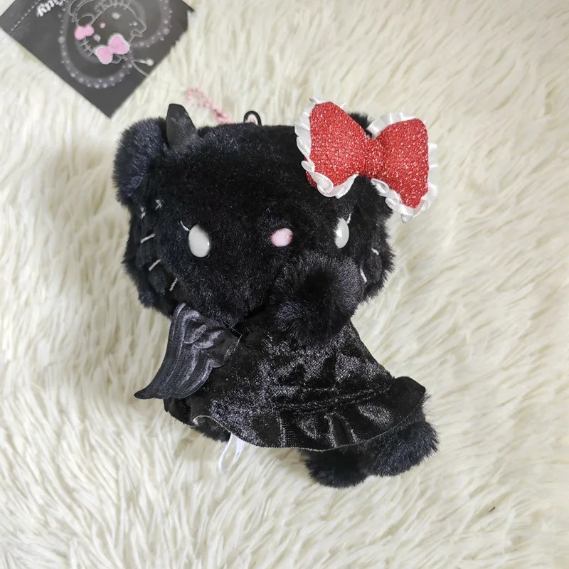 Porte-clés en peluche Hello Kitty ange diable, breloque de chat double visage mignon pour sac à main, cadeau