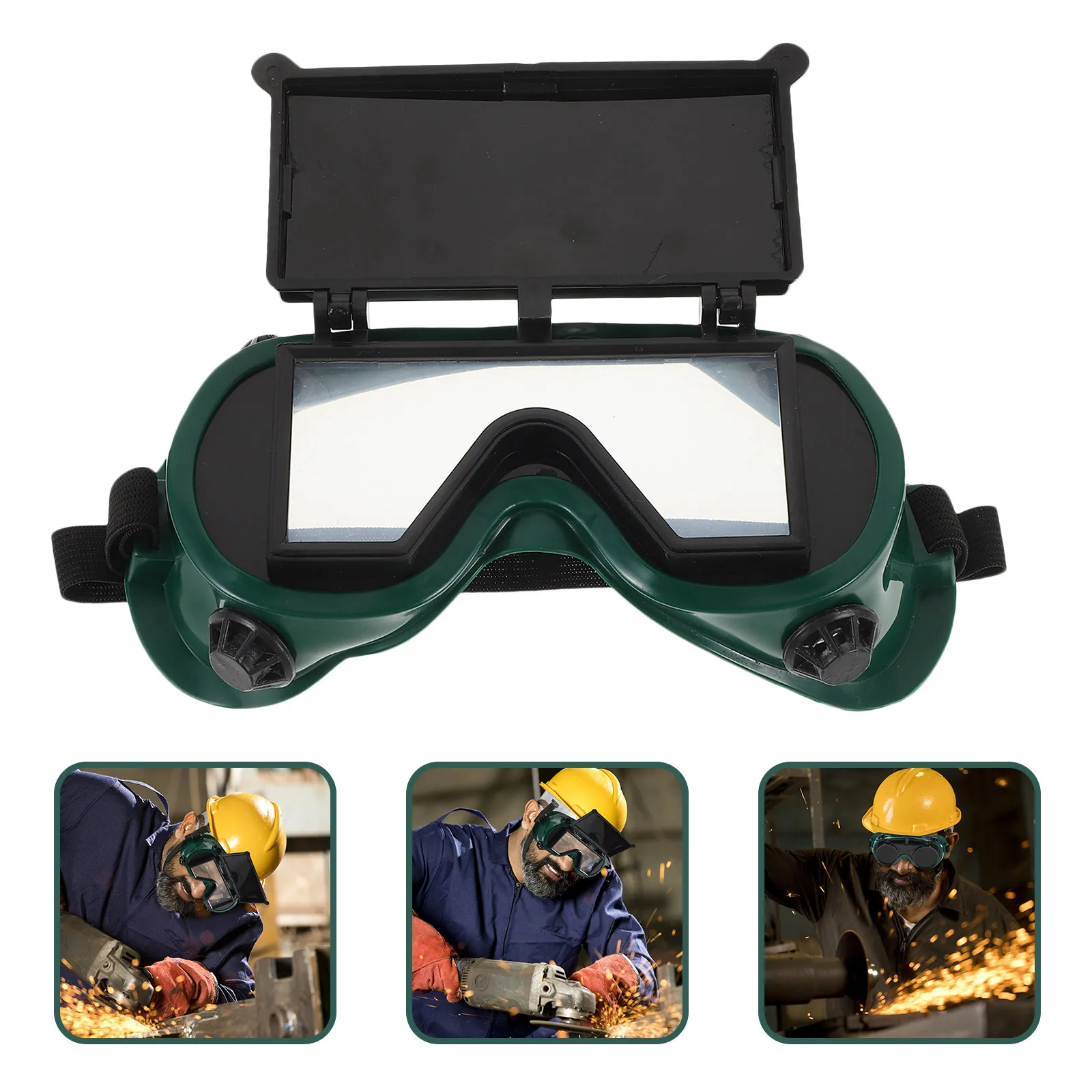 

2Pcs Welding Goggles Flip-Up Design Double-Layer Protection Anti-Scratch Coating Ventilated Comfort Fit for Welding Grinding