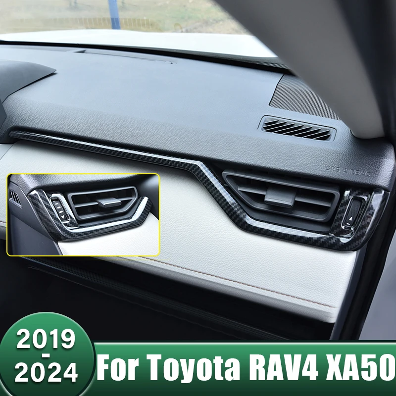 

Car Central Control Dashboard Air Outlet Vent Strip Trim Cover Sticker For Toyota RAV4 XA50 2019 2020 2021 2022 2023 2024 Hybrid