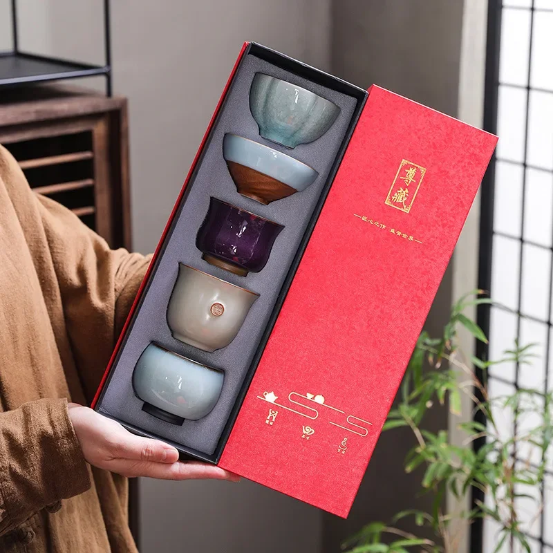 

Chinese Retro Gift Box Tea Cup Suit Creative Home Porcelain Master Cup High-End Tea Cup Tea Savoring