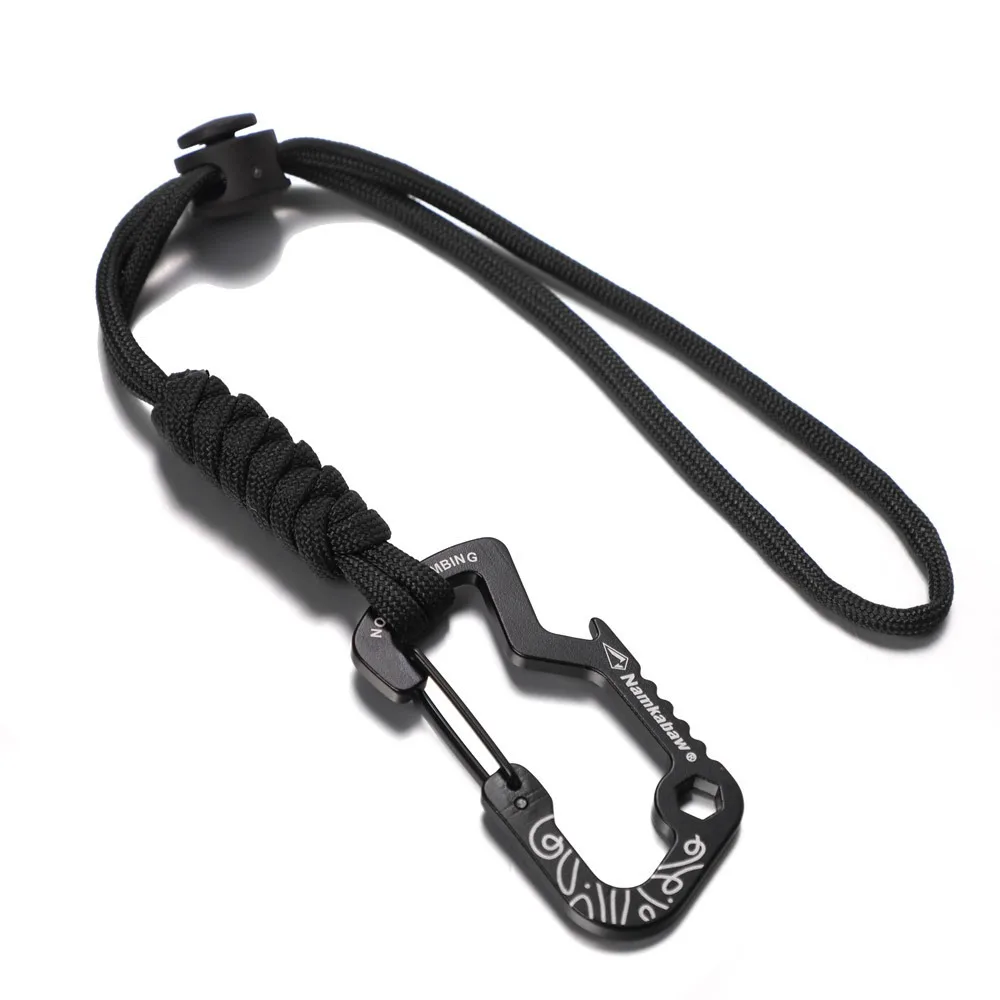 Multifunktionaler taktischer Hakenkarabiner mit Paracord-Schlüsselanhänger und Anti-Verlust-Seil für Outdoor-Camping, Wandern und Notfallausrüstung – Detail 5