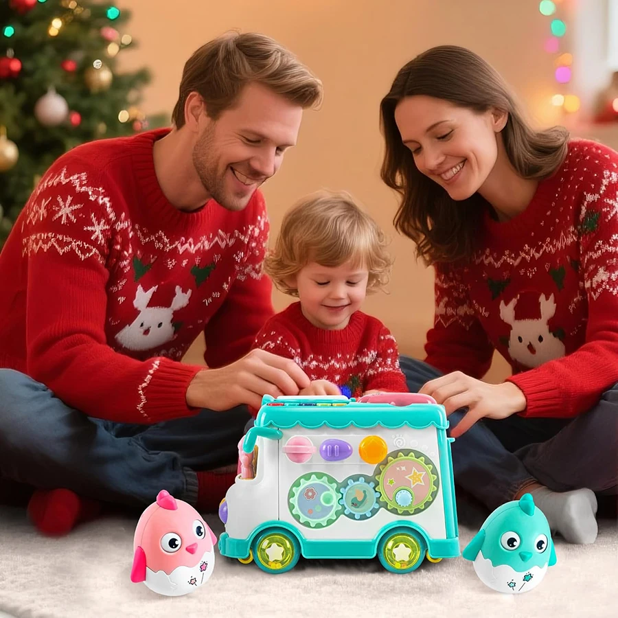 Montessori Lernspielzeug Baby Musical Bus Spielzeug Pädagogisches Musikalisches Lernen Kleinkind für Baby Kleinkind Aktivität Bus Spielzeug