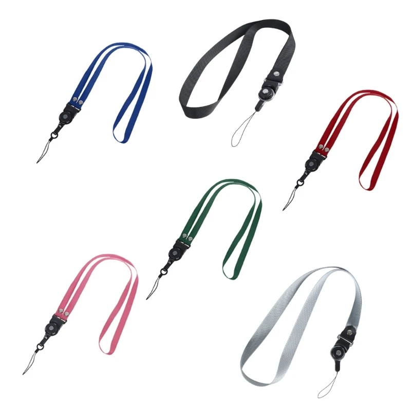 Detachable Simple Solid Color Striped Two-in-one Rotating Halter Lanyard for Wallet Phone for Case Badge Dropship