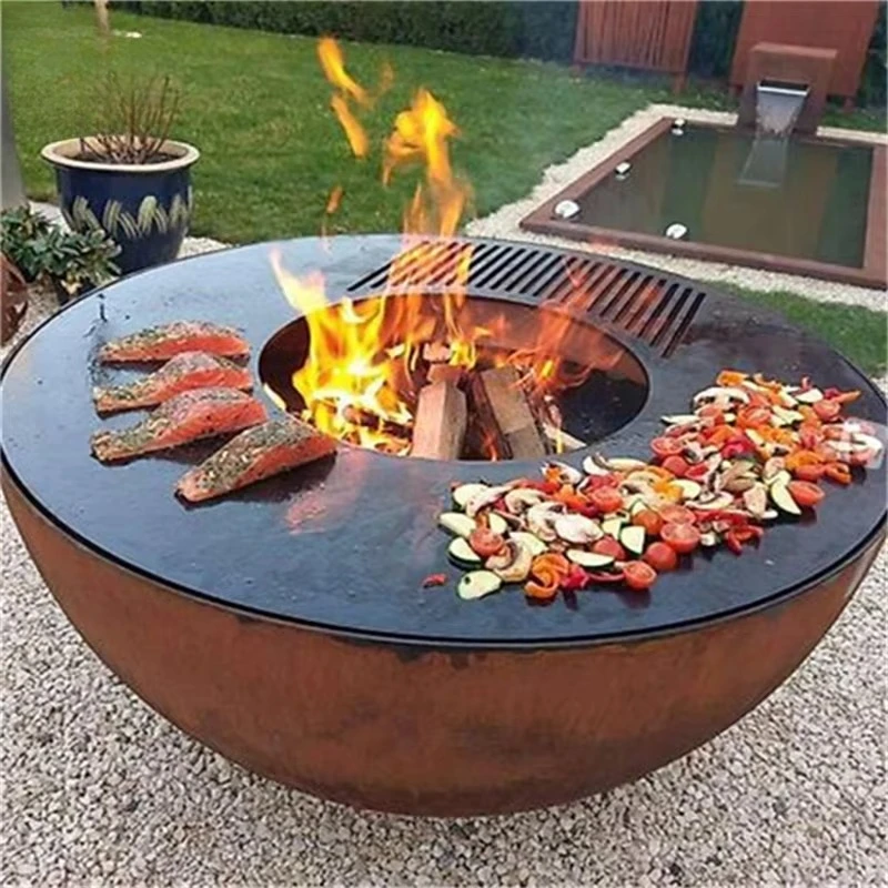 Outdoor charcoal barbecue, fire pit, barbecue pit, height adjustable, easy to assemble, easy to clean