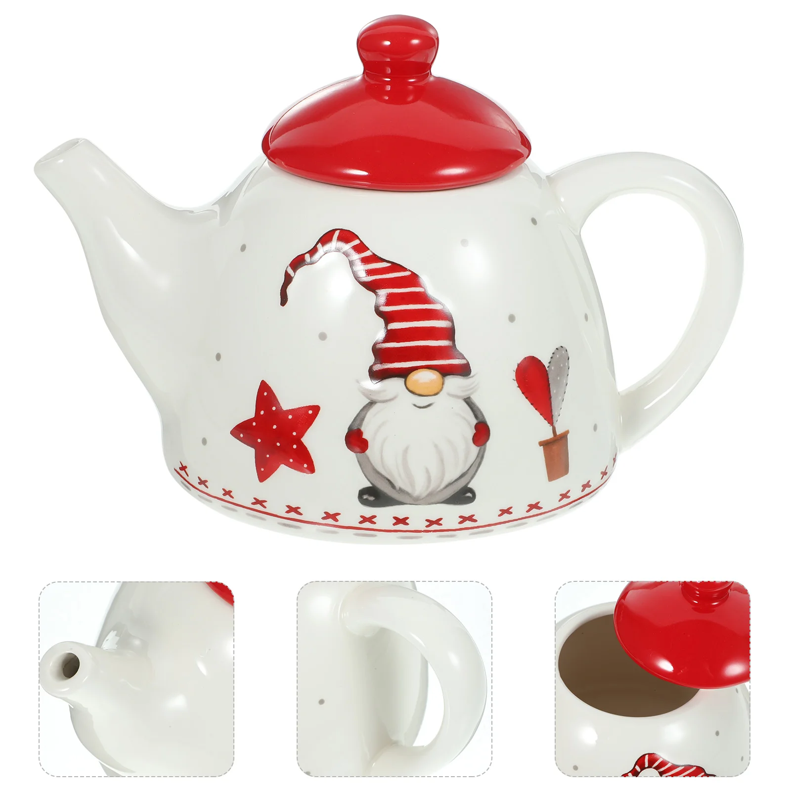 Santa Cutlery Christmas Water Kettle Teaware Ceramic Maker Decorate Multi-functional Teakettle Porcelain Home Teapot