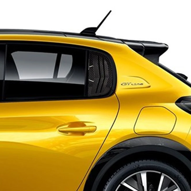 For Peugeot 208 e208 GT line P21 MK2 2020 2021 2022 2023 2024 Window trim with air deflector ABS carbon fiber rear window trim