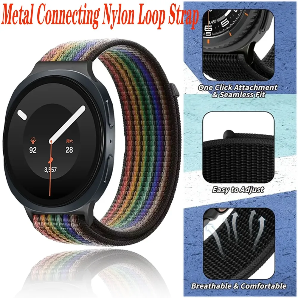 Metal Connecting Nylon Loop Strap for Samsung Galaxy Watch 9 8 40/44mm Official Comfortable Band for Galaxy Watch 8 Classic 46mm