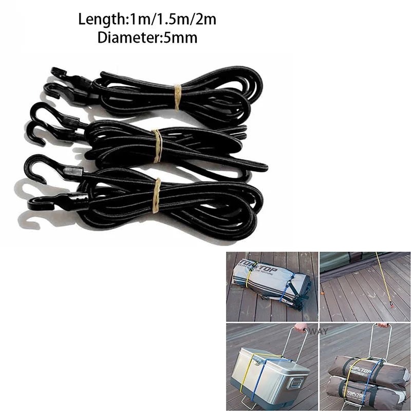 Heavy Duty Elastic Bungee Shock Cord Strap Stretch Plastic Hook Car Luggage Tent Kayak Boat Canoe Bikes Rope Tie