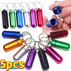 1/5pc New Mini Waterproof Aluminum Pill Box Medicine Case Container Bottle Holder Keychain Carabiner Outdoor Pill Case PillBox