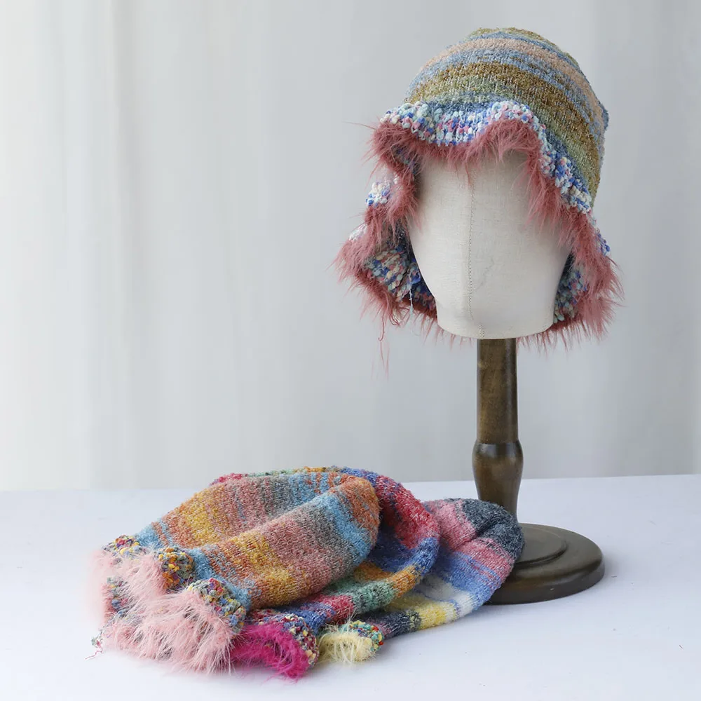 red crochet hat 2024 Fashion Fruits Woolen Hat Women's Autumn and Winter Cute Handmade Plush Hat Knitted Fisherman Bucket Hats