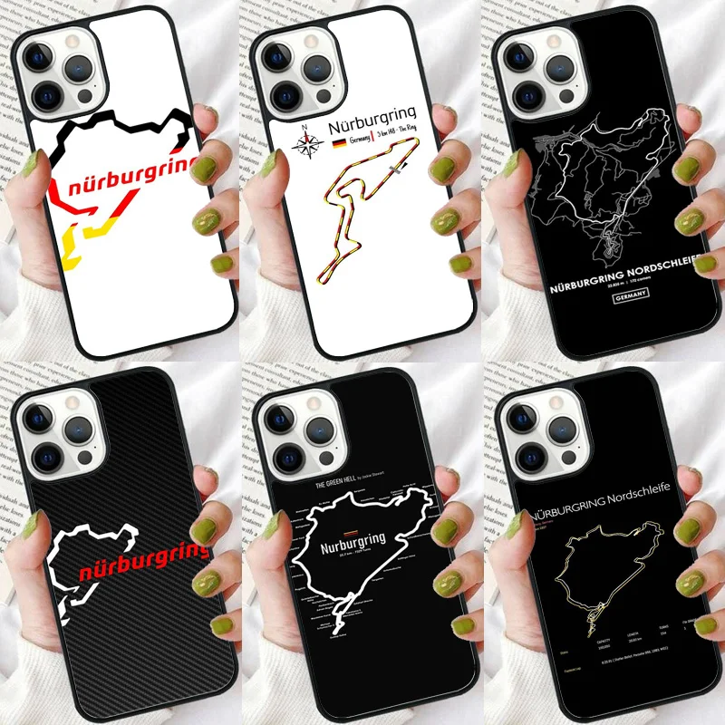 Motor Sport Nurburgring F1 Car Phone Case For iPhone 16 15 14 plus XR XS 11 12 13 Pro max Bumper Shell Cover coque