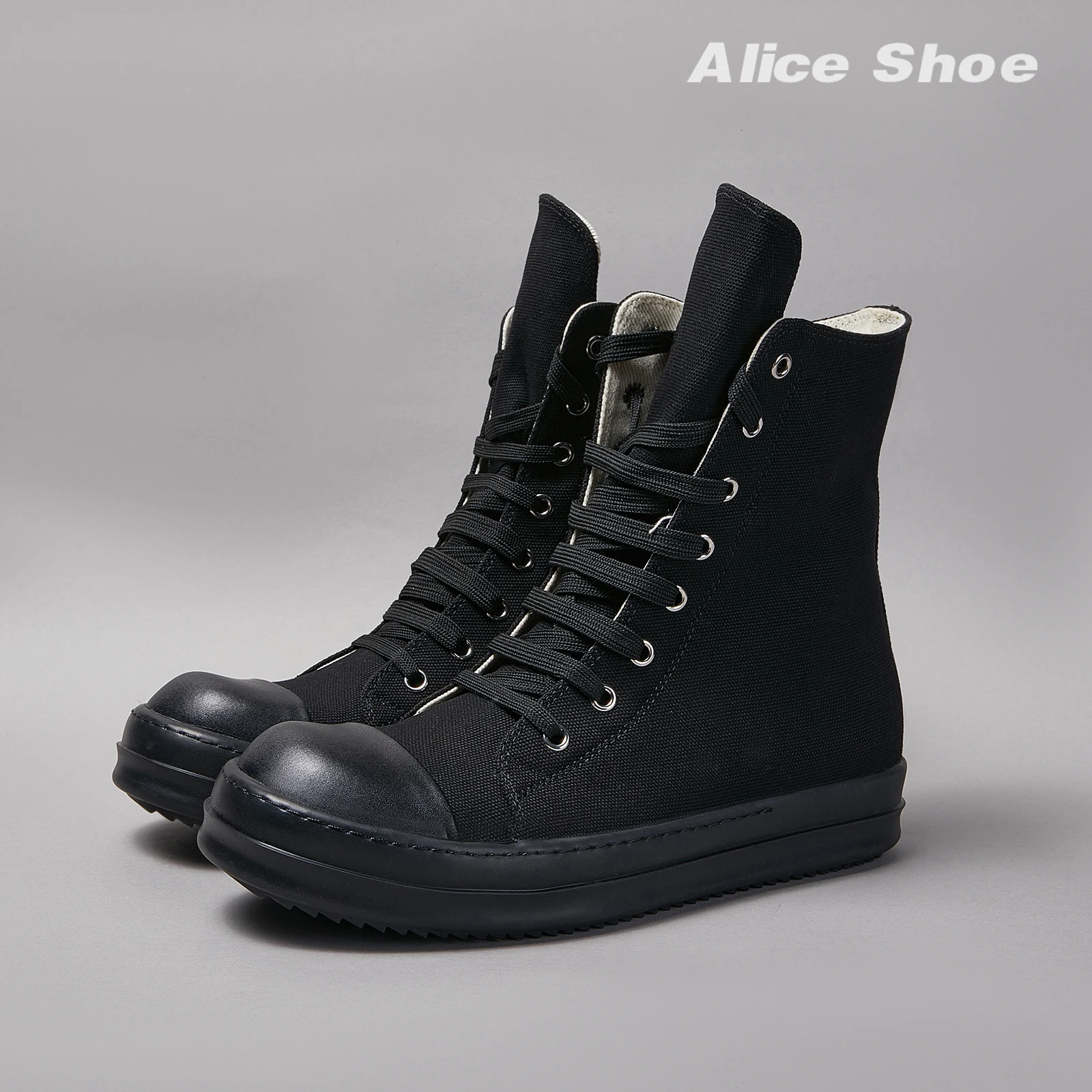 Brand Men Shoe Casual High Top Women Sneaker Quality ow-en Black Ankle Boot Designer Leather srick Zipper Luxury Laces Flat Shoe