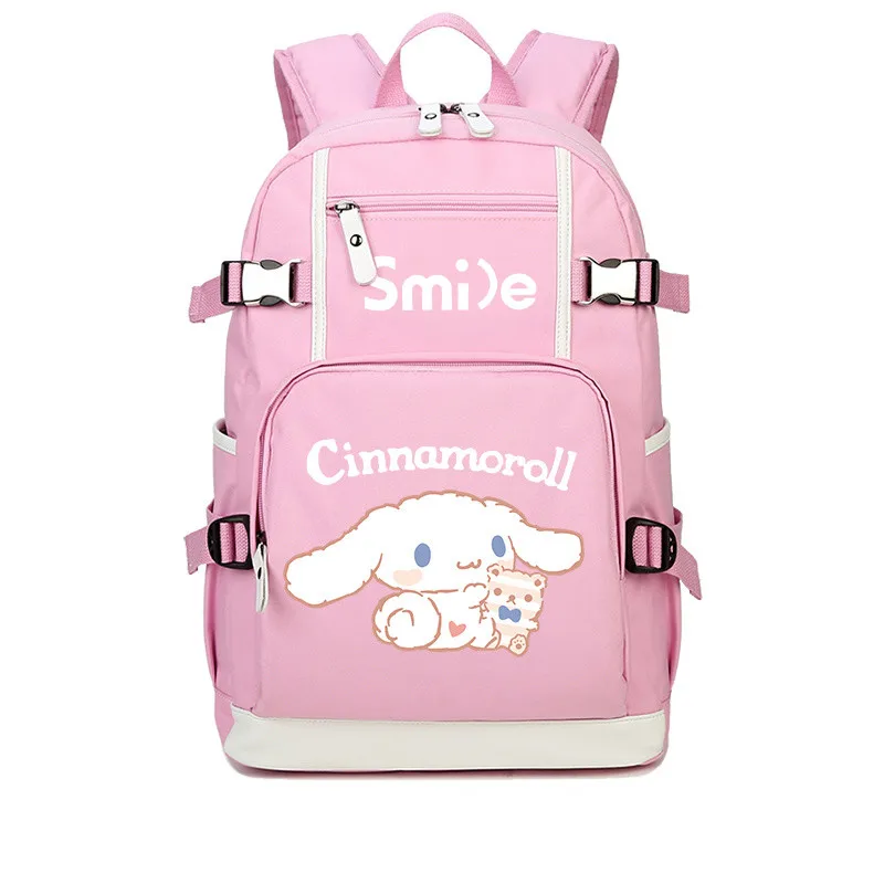 

Pink Smile Cinnamoroll Dog Backpack Anime Teenager Schoolbag Student Girl Boy Book Travel Bag